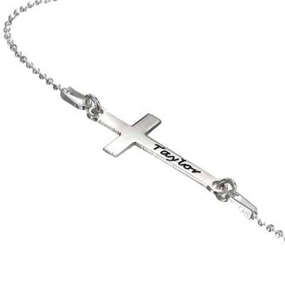 Silberne Kette mit Kreuz und Wunschgravur Silberne Kette mit Kreuz und Wunschgravur