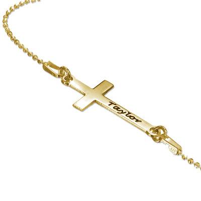 Vergoldete, gravierte Silberkette mit Kreuz Vergoldete, gravierte Silberkette mit Kreuz