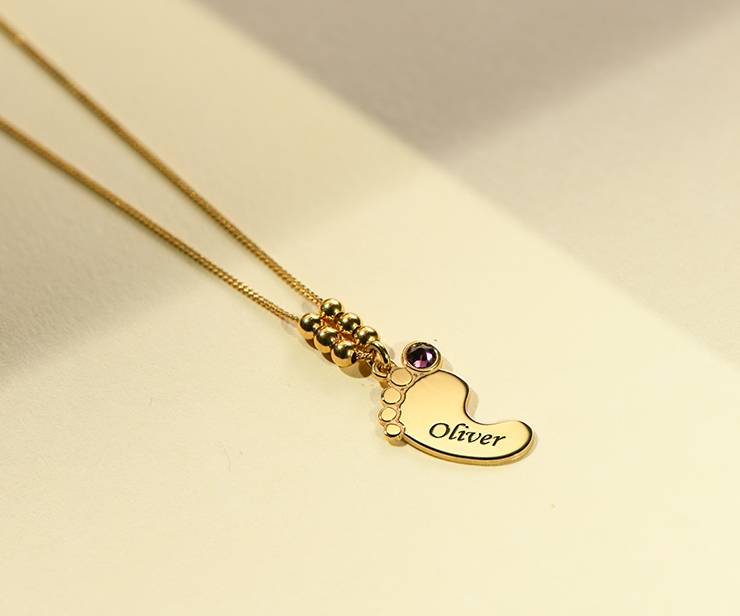 Mutterschmuck - Vergoldete Babyfuß Halskette Mutterschmuck - Vergoldete Babyfuß Halskette