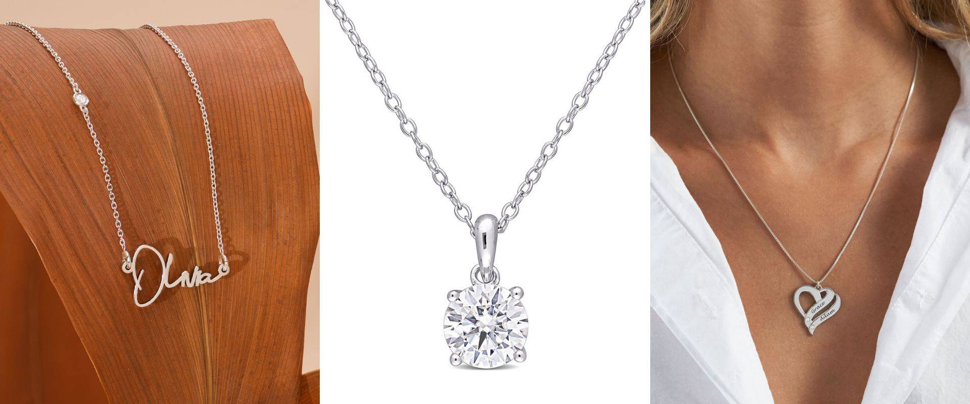 1 C.T T.G.W. Moissanite Solitaire Pendant in Sterling Silver