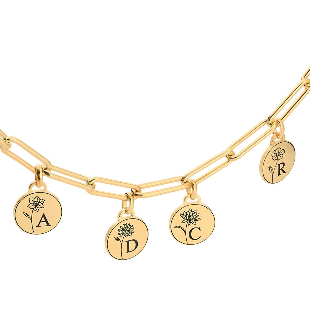 Prärie Initial Charm-Armband mit Geburtsblumen - Vergoldet-4 Produktfoto