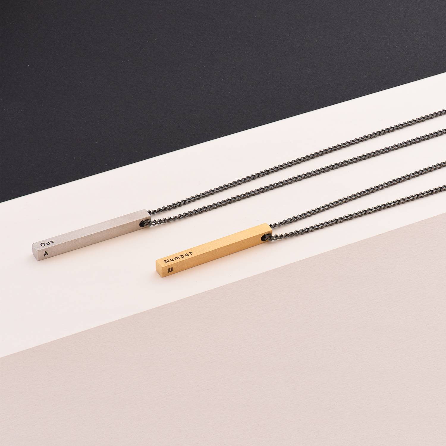Gravierbare 3D-Barrenkette für Männer - Gold-Vermeil-4 Produktfoto
