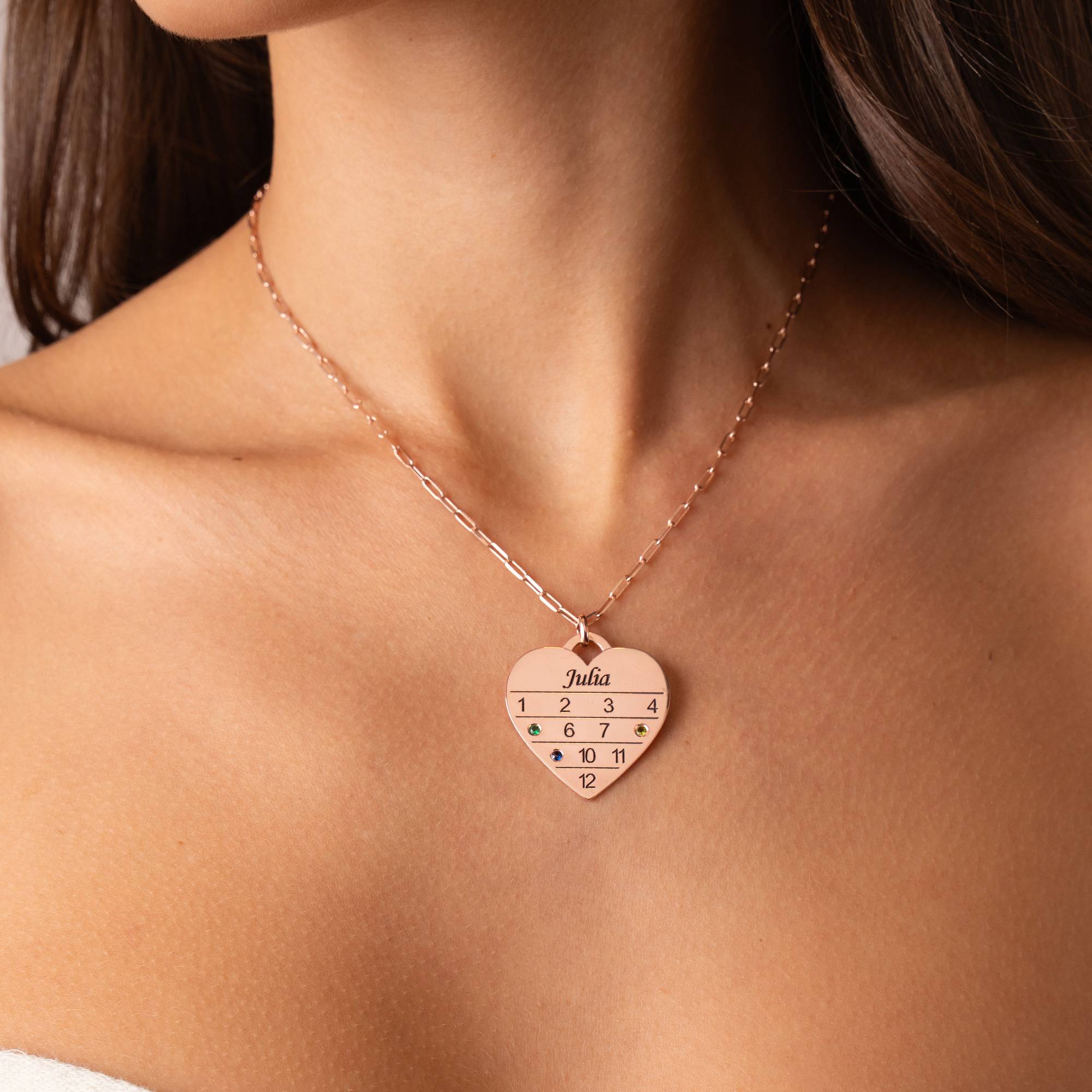 12-Monatskalender Herzkette mit Geburtssteinen - rosévergoldetes Sterlingsilber-1 12-Monatskalender Herzkette mit Geburtssteinen - rosévergoldetes Sterlingsilber-1 Produktfoto