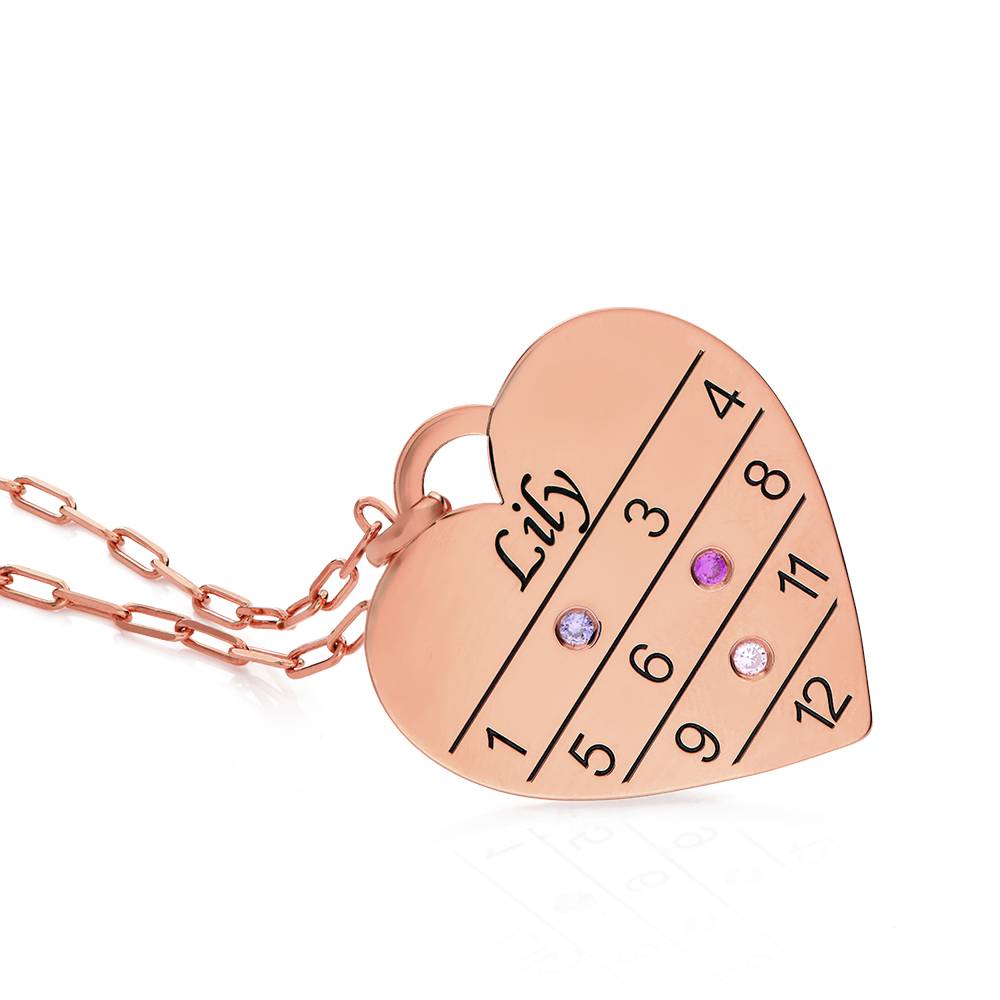 12-Monatskalender Herzkette mit Geburtssteinen - rosévergoldetes Sterlingsilber-4 12-Monatskalender Herzkette mit Geburtssteinen - rosévergoldetes Sterlingsilber-4 Produktfoto