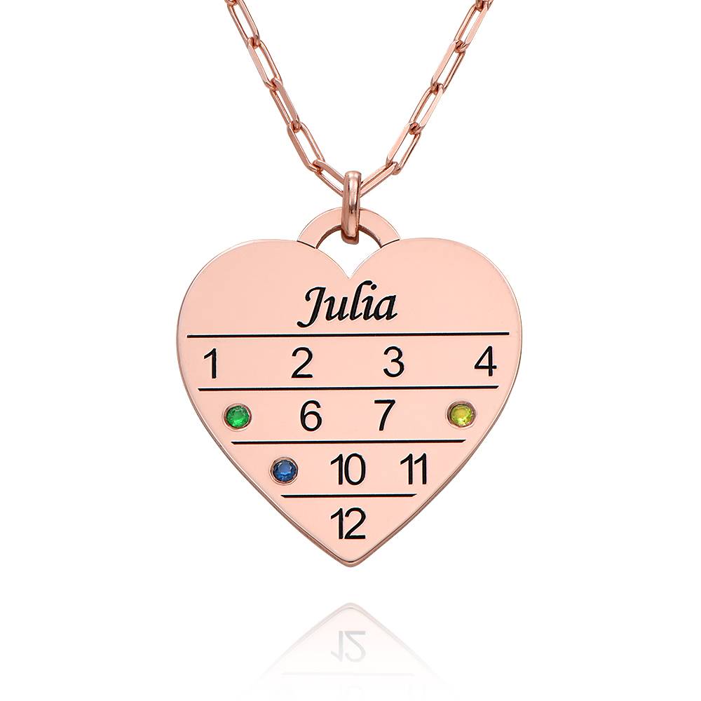 12-Monatskalender Herzkette mit Geburtssteinen - rosévergoldetes Sterlingsilber-6 12-Monatskalender Herzkette mit Geburtssteinen - rosévergoldetes Sterlingsilber-6 Produktfoto