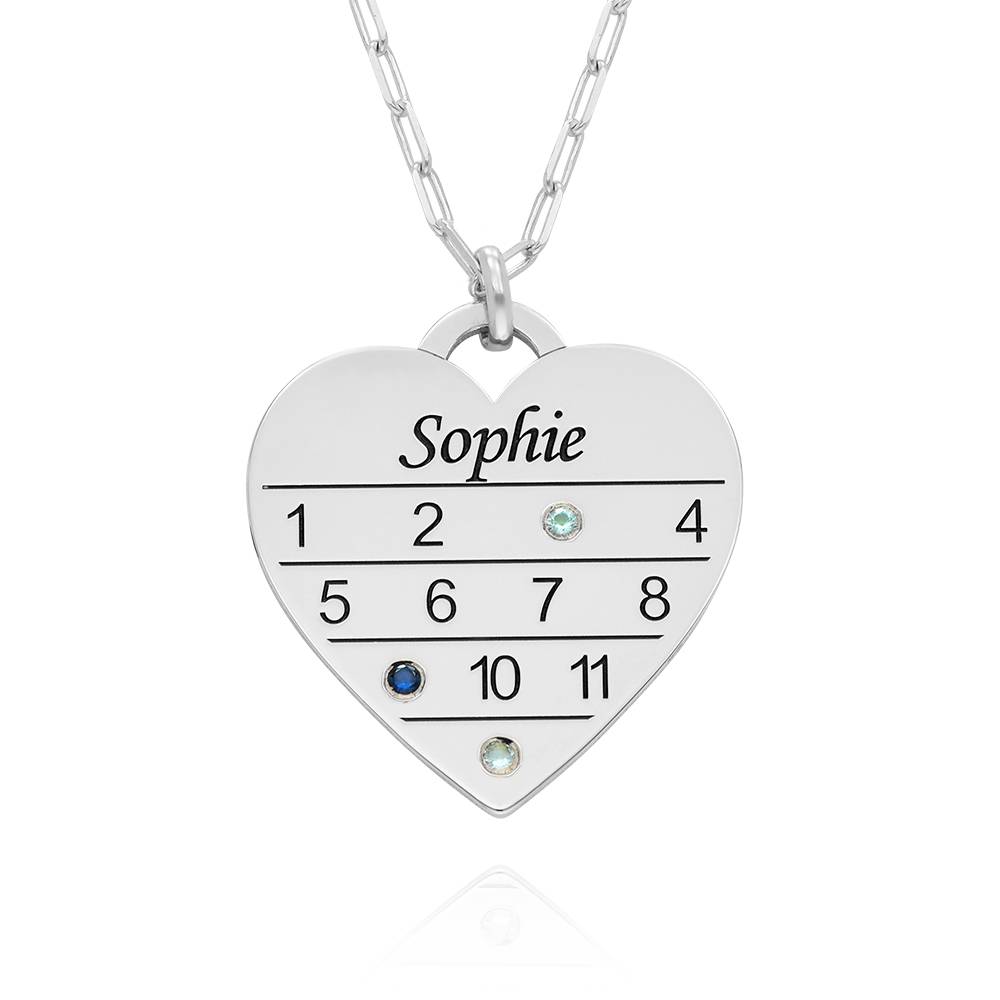 12-Monatskalender Herzkette mit Geburtssteinen - 925er Sterlingsilber-3 12-Monatskalender Herzkette mit Geburtssteinen - 925er Sterlingsilber-3 Produktfoto