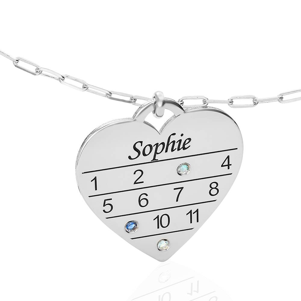 12-Monatskalender Herzkette mit Geburtssteinen - 925er Sterlingsilber-4 12-Monatskalender Herzkette mit Geburtssteinen - 925er Sterlingsilber-4 Produktfoto