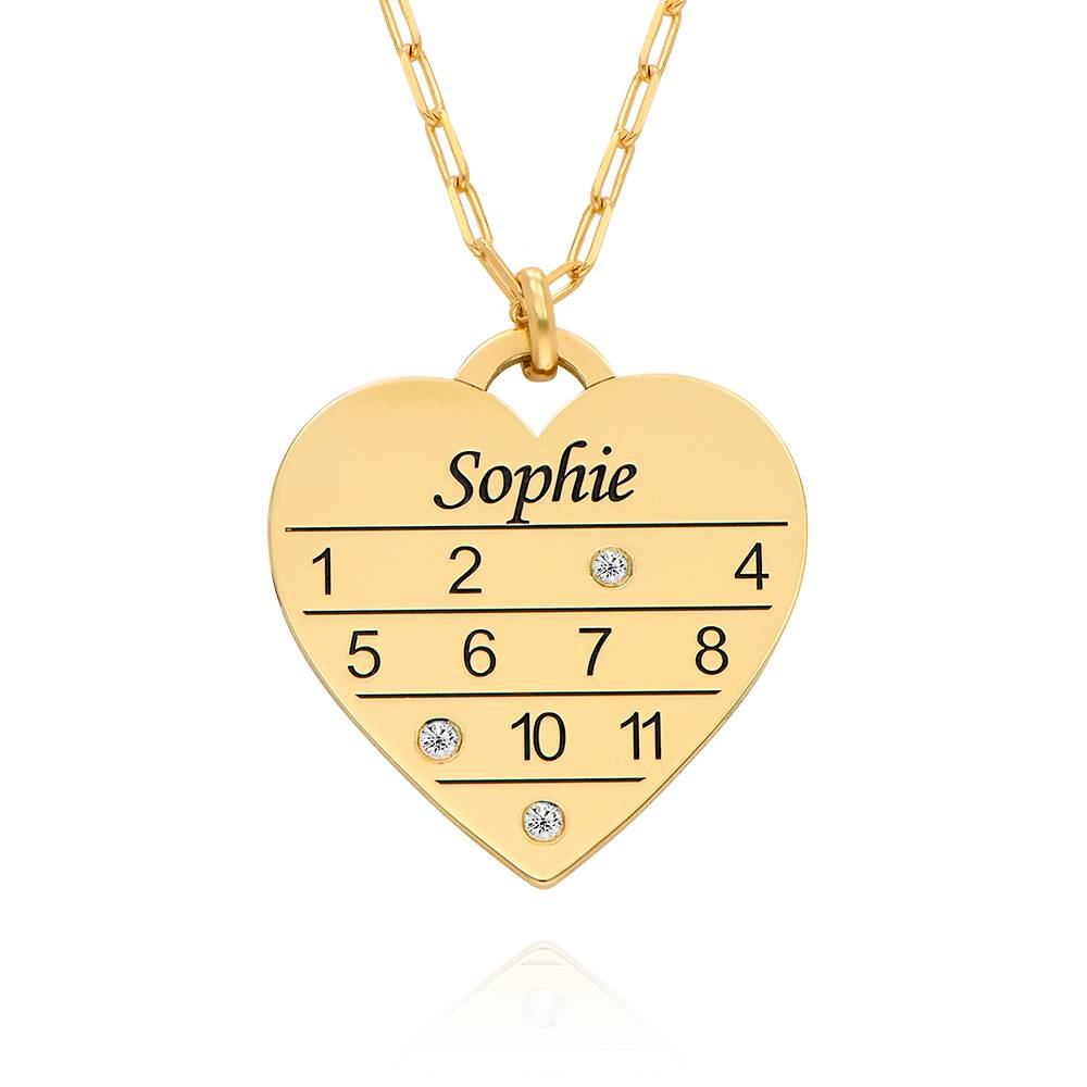 12-Monatskalender Herzkette mit Diamanten - vergoldetes Sterlingsilber-6 12-Monatskalender Herzkette mit Diamanten - vergoldetes Sterlingsilber-6 Produktfoto
