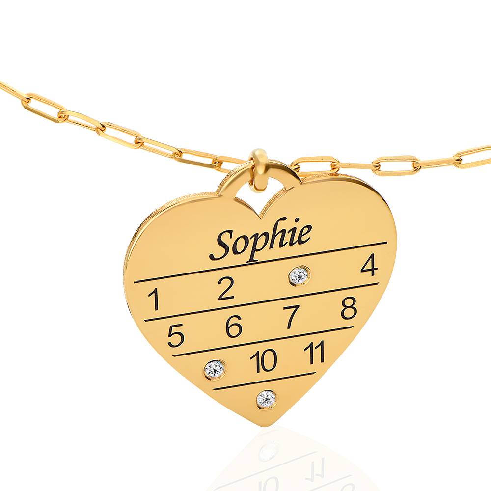 12-Monatskalender Herzkette mit Diamanten - vergoldetes Sterlingsilber-1 12-Monatskalender Herzkette mit Diamanten - vergoldetes Sterlingsilber-1 Produktfoto