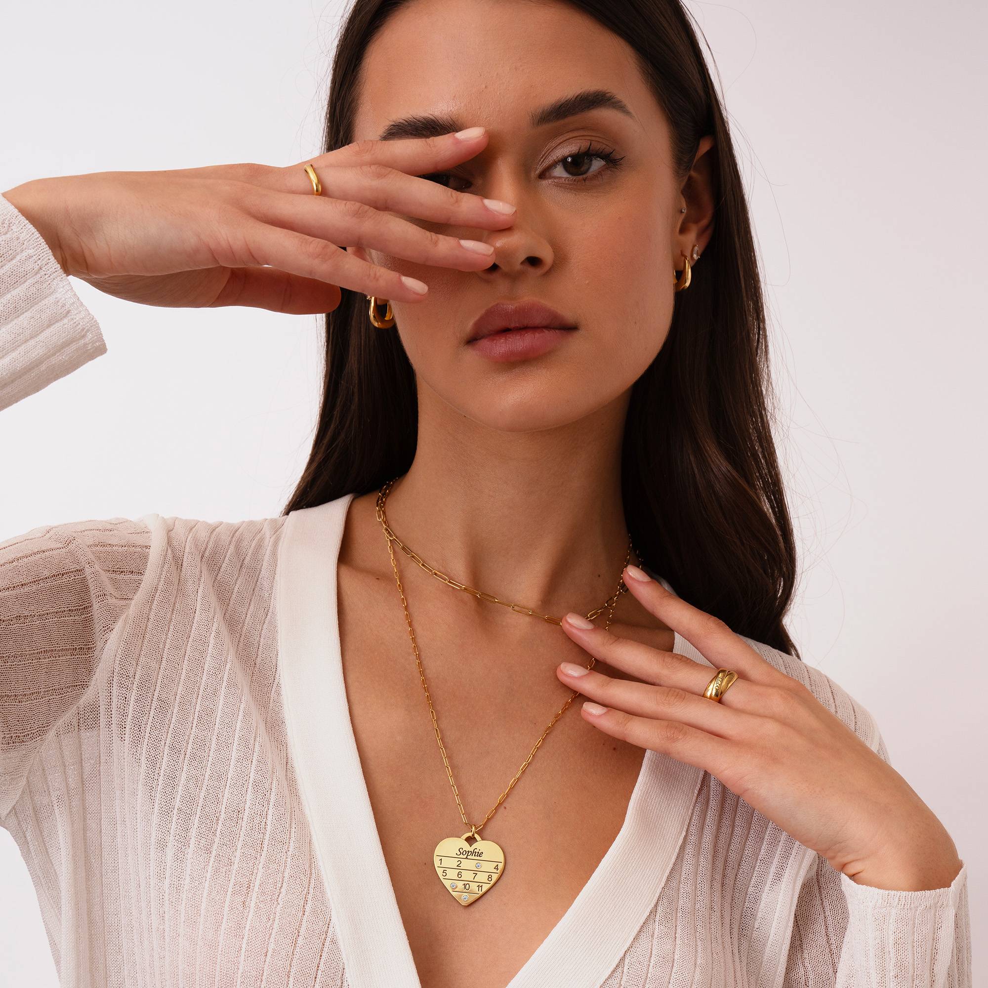 12-Monatskalender Herzkette mit Diamanten - Gold-Vermeil-5 12-Monatskalender Herzkette mit Diamanten - Gold-Vermeil-5 Produktfoto