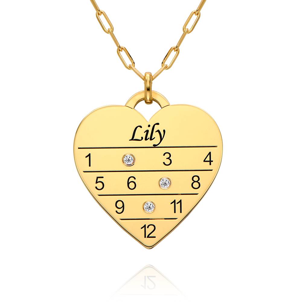 12-Monatskalender Herzkette mit Diamanten - Gold-Vermeil-6 12-Monatskalender Herzkette mit Diamanten - Gold-Vermeil-6 Produktfoto
