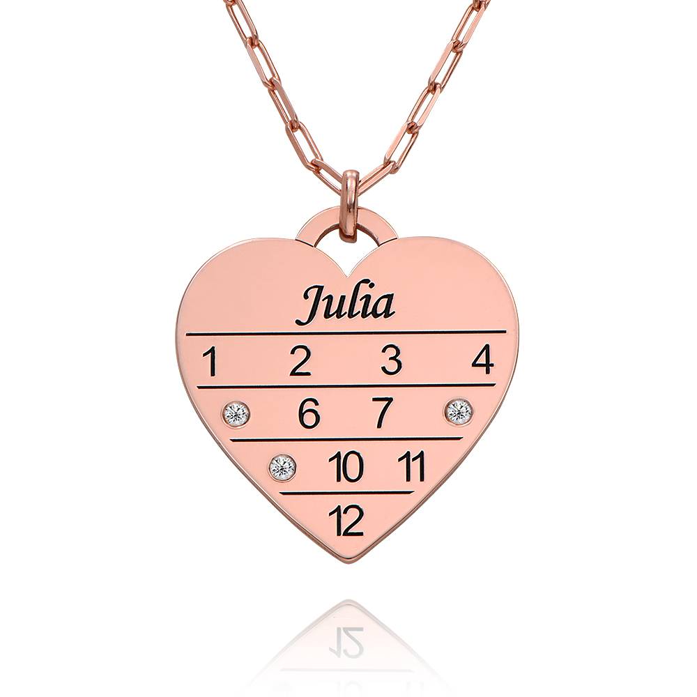 12-Monatskalender Herzkette mit Diamanten - rosévergoldetes Sterlingsilber-6 12-Monatskalender Herzkette mit Diamanten - rosévergoldetes Sterlingsilber-6 Produktfoto