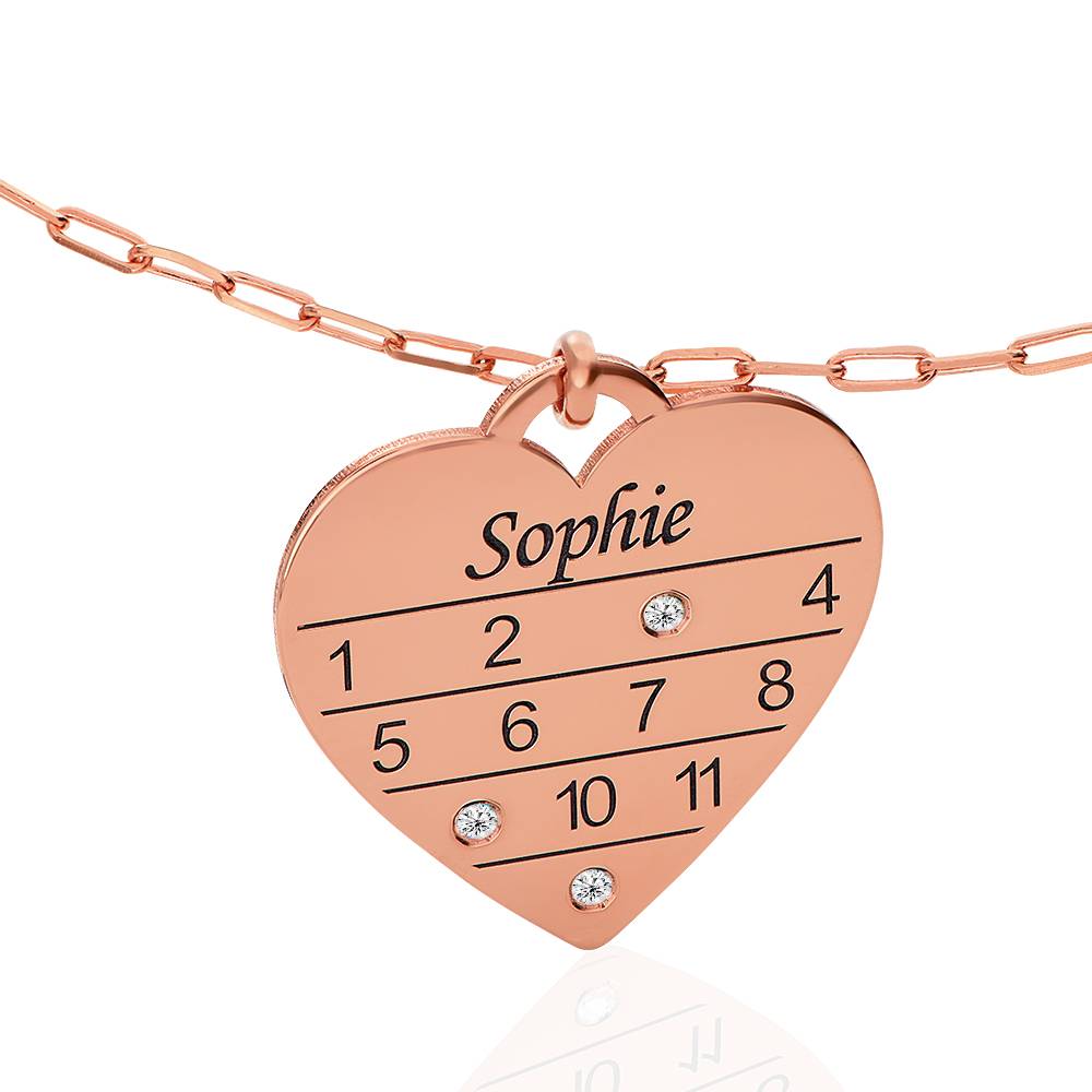 12-Monatskalender Herzkette mit Diamanten - rosévergoldetes Sterlingsilber-3 12-Monatskalender Herzkette mit Diamanten - rosévergoldetes Sterlingsilber-3 Produktfoto