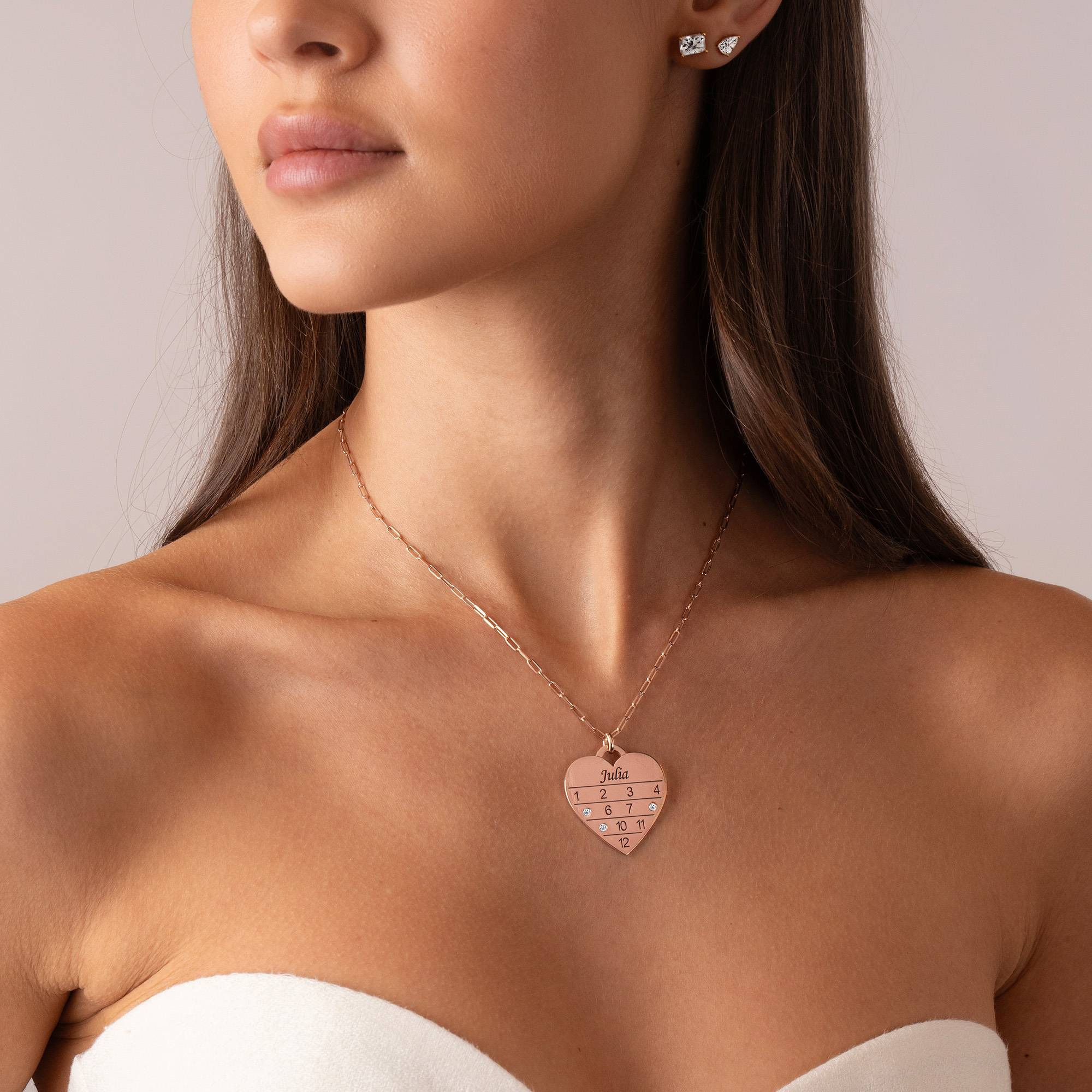 12-Monatskalender Herzkette mit Diamanten - rosévergoldetes Sterlingsilber-2 12-Monatskalender Herzkette mit Diamanten - rosévergoldetes Sterlingsilber-2 Produktfoto