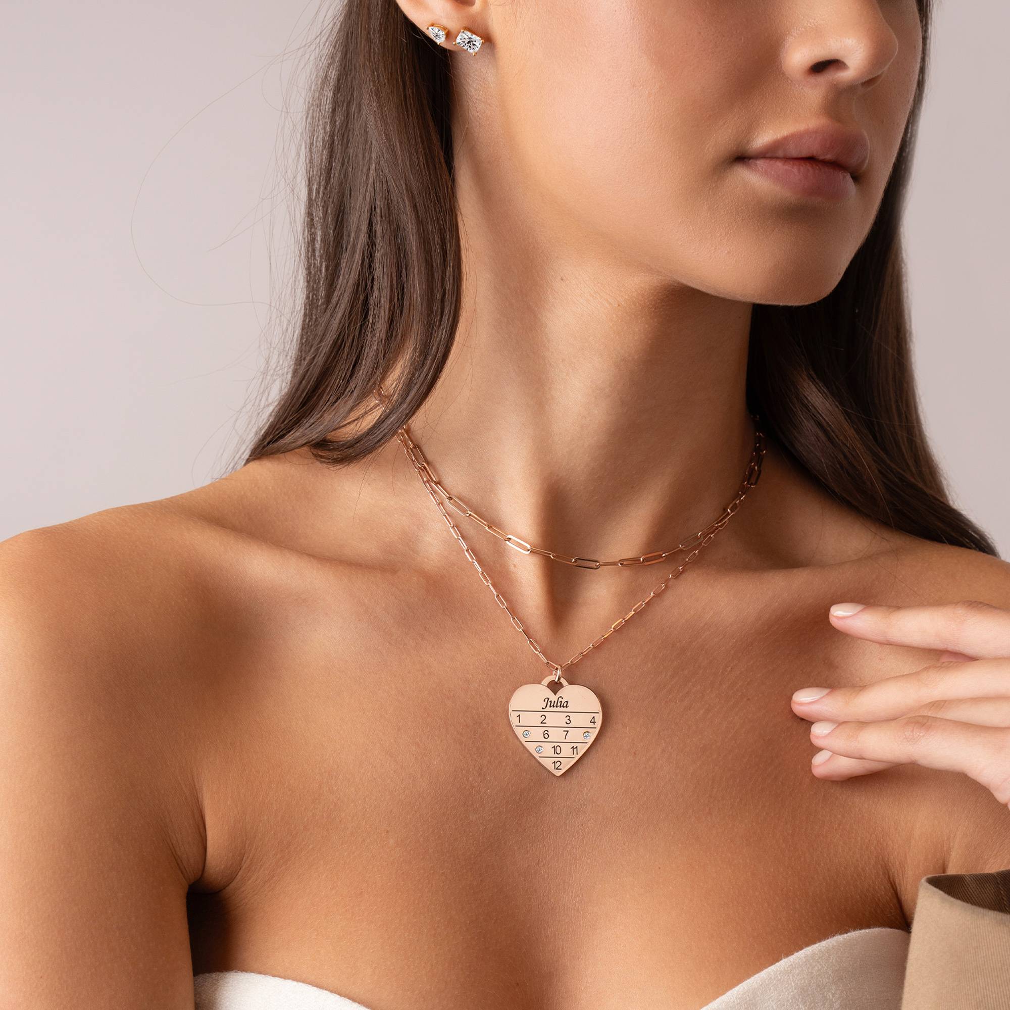 12-Monatskalender Herzkette mit Diamanten - rosévergoldetes Sterlingsilber-5 12-Monatskalender Herzkette mit Diamanten - rosévergoldetes Sterlingsilber-5 Produktfoto