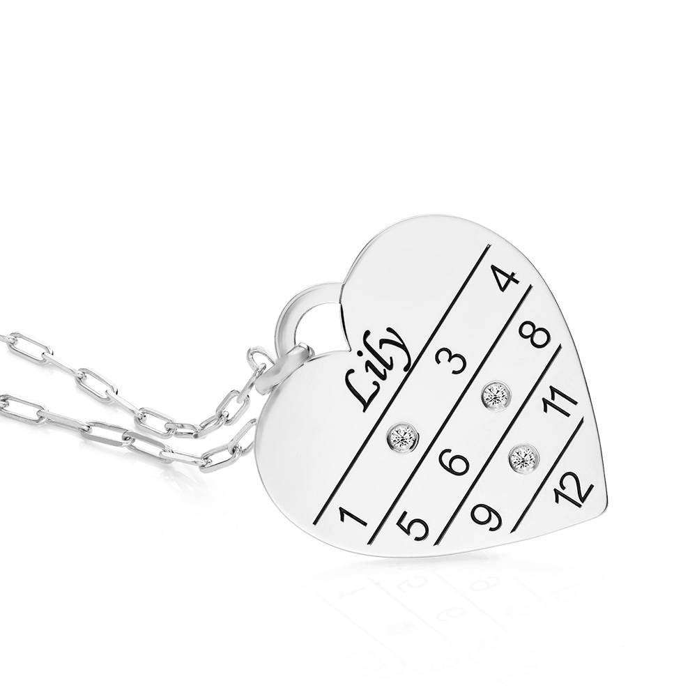 12-Monatskalender Herzkette mit Diamanten - 925er Sterlingsilber-4 12-Monatskalender Herzkette mit Diamanten - 925er Sterlingsilber-4 Produktfoto