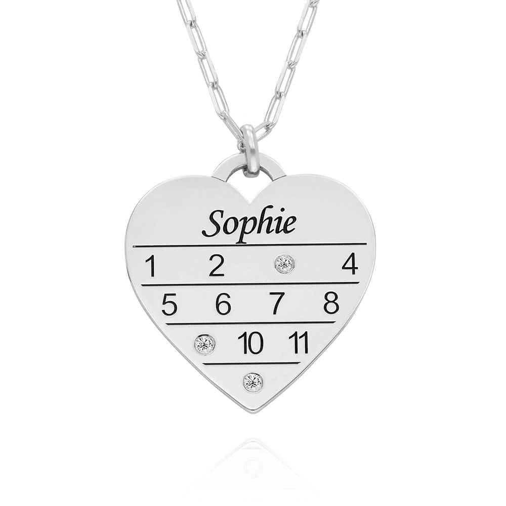 12-Monatskalender Herzkette mit Diamanten - 925er Sterlingsilber-5 12-Monatskalender Herzkette mit Diamanten - 925er Sterlingsilber-5 Produktfoto