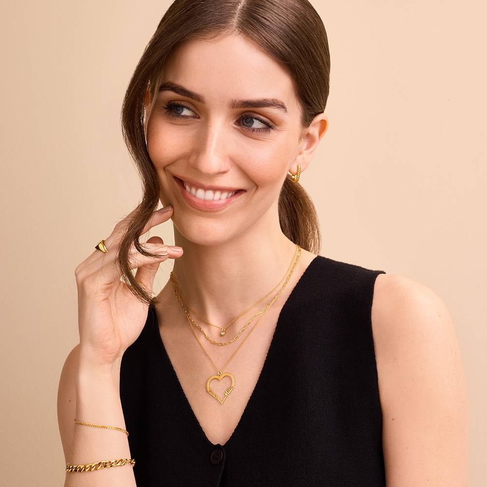 Herzförmige Halskette mit zwei Namen - Gold-Vermeil-4 Herzförmige Halskette mit zwei Namen - Gold-Vermeil-4 Produktfoto