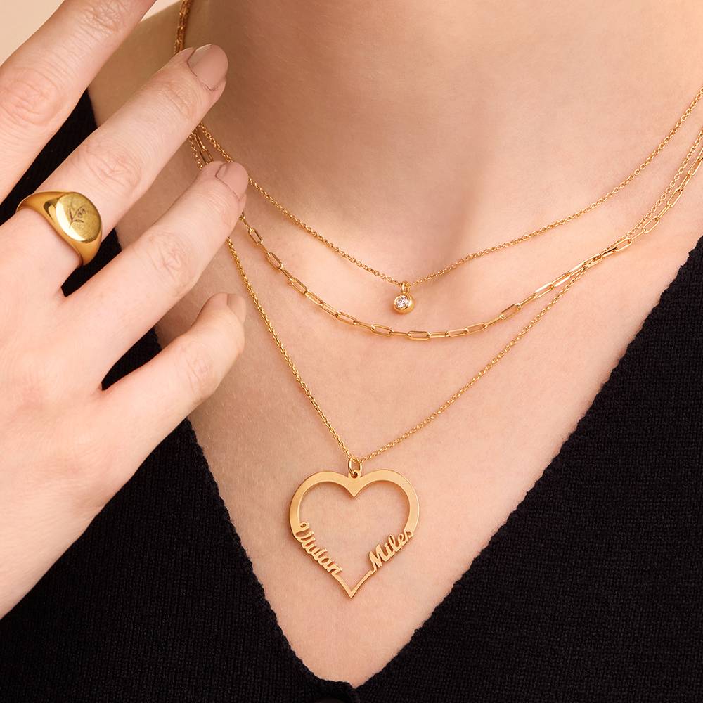 Herzförmige Halskette mit zwei Namen - Gold-Vermeil-5 Herzförmige Halskette mit zwei Namen - Gold-Vermeil-5 Produktfoto
