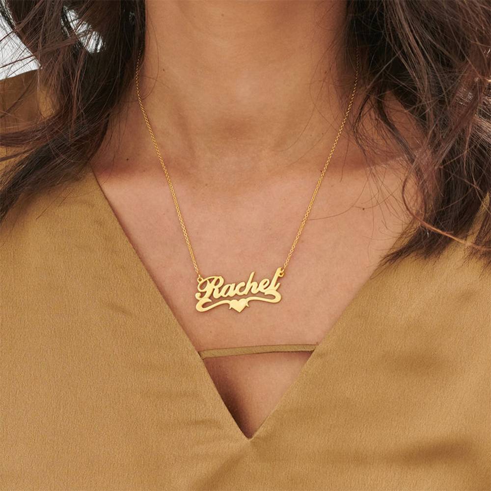Namenskette mit Herz-Unterstrich - Gold-Vermeil-3 Produktfoto