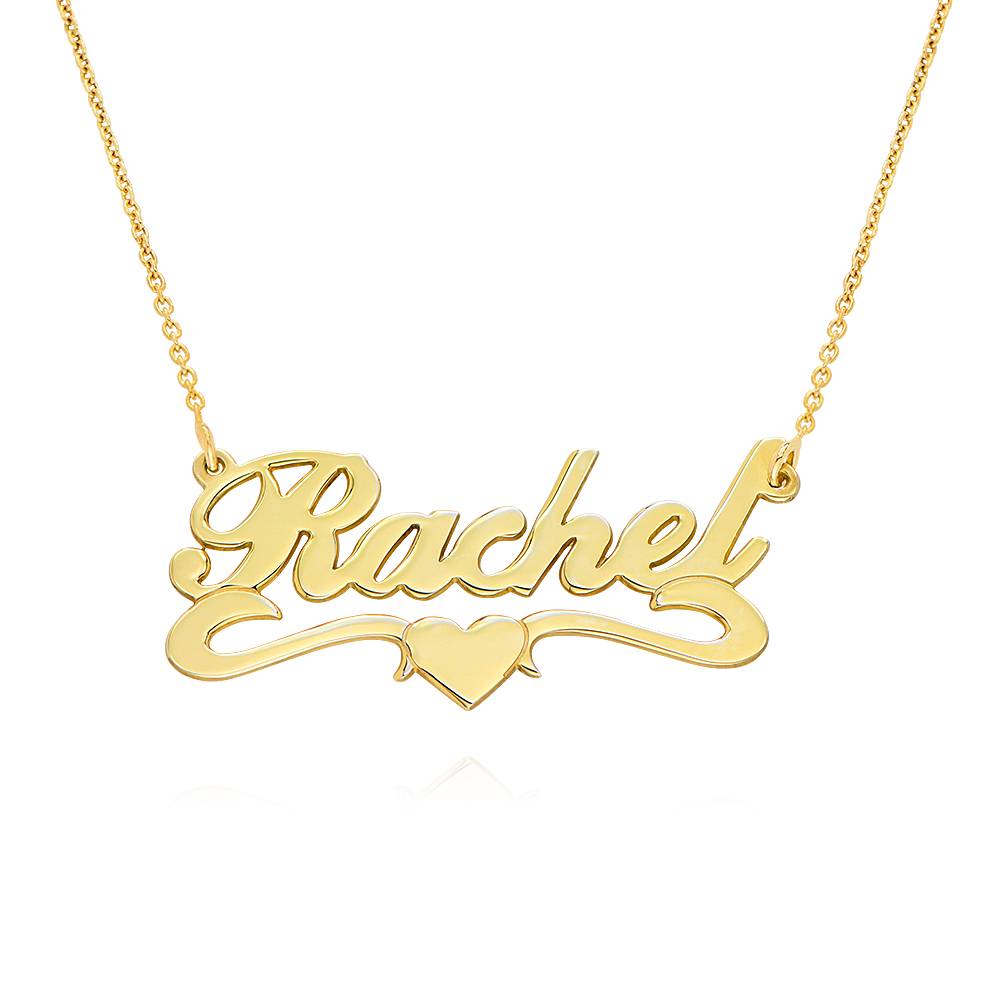 Namenskette mit Herz-Unterstrich - Gold-Vermeil-4 Produktfoto