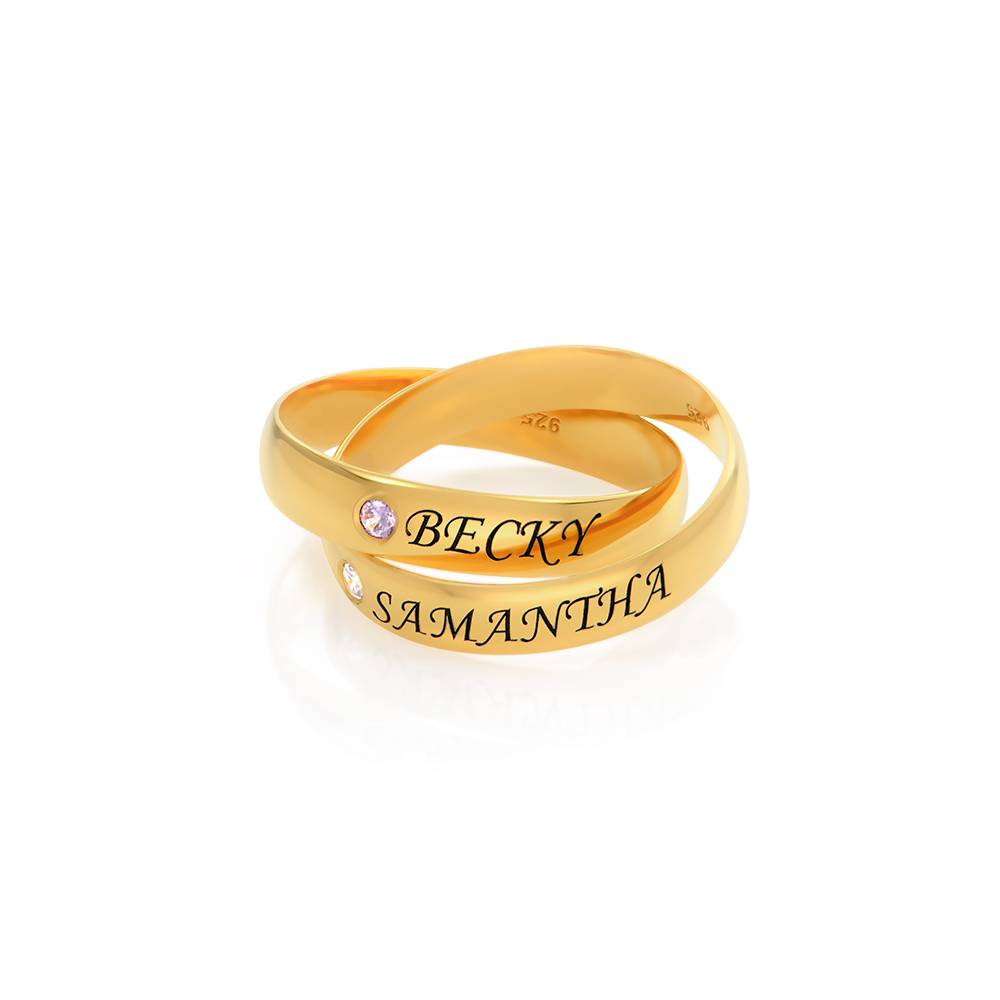 Charlize russischer 2-Band-Ring mit Geburtssteinen - Vergoldet-2 Charlize russischer 2-Band-Ring mit Geburtssteinen - Vergoldet-2 Produktfoto