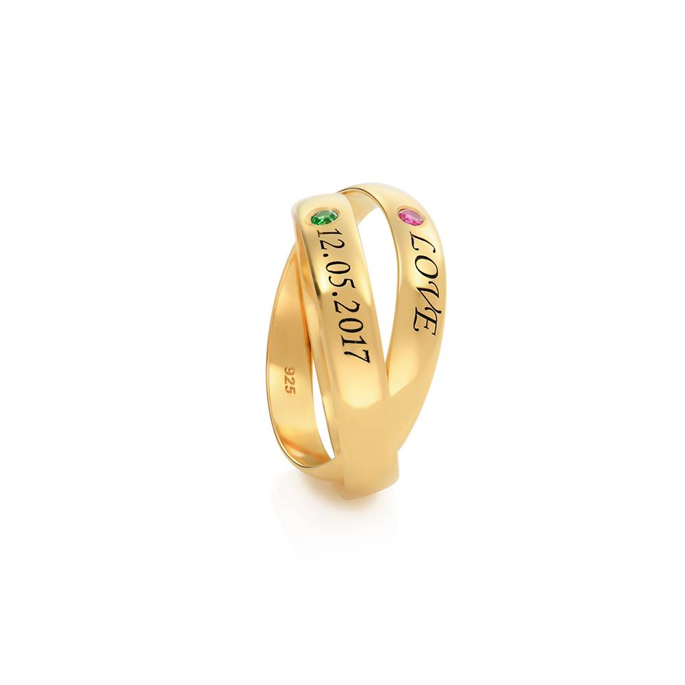 Charlize russischer 2-Band-Ring mit Geburtssteinen - Gold-Vermeil-1 Produktfoto