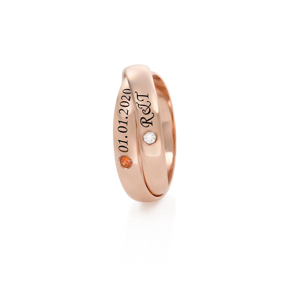 Charlize russischer 2-Band-Ring mit Geburtssteinen - rosévergoldetes Sterlingsilber-2 Produktfoto