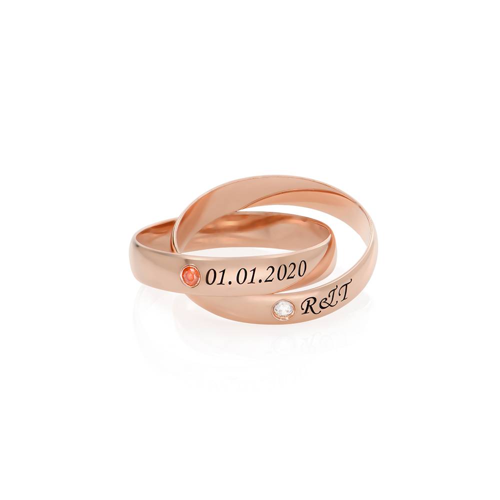 Charlize russischer 2-Band-Ring mit Geburtssteinen - rosévergoldetes Sterlingsilber-1 Produktfoto
