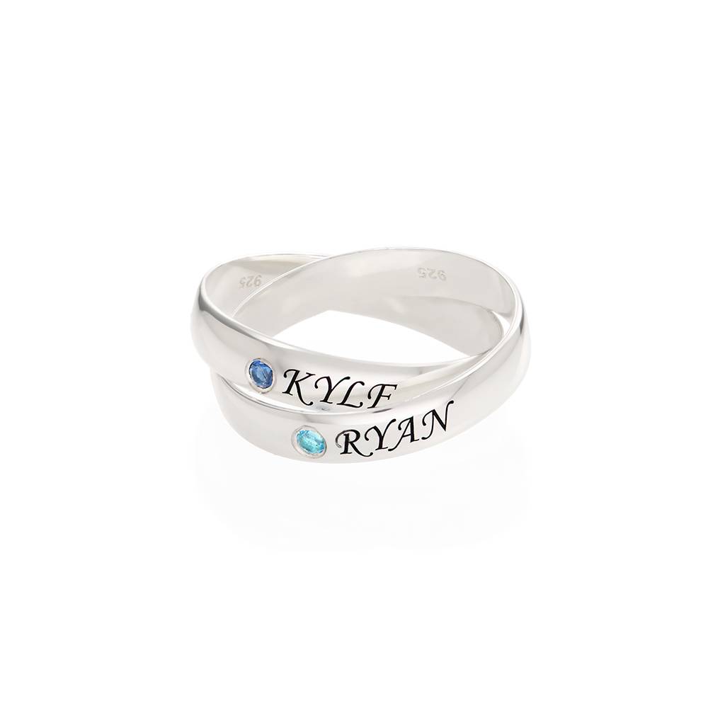 Charlize russischer 2-Band-Ring mit Geburtssteinen - Silber-1 Charlize russischer 2-Band-Ring mit Geburtssteinen - Silber-1 Produktfoto