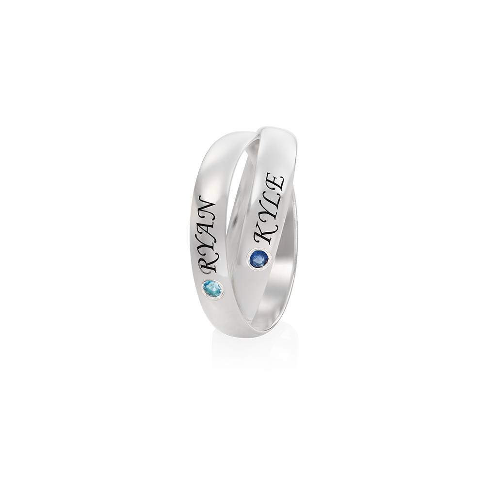 Charlize russischer 2-Band-Ring mit Geburtssteinen - Silber-2 Charlize russischer 2-Band-Ring mit Geburtssteinen - Silber-2 Produktfoto