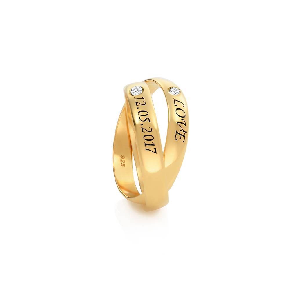 Charlize russischer 2-Band-Ring mit Diamanten - Gold-Vermeil-2 Produktfoto