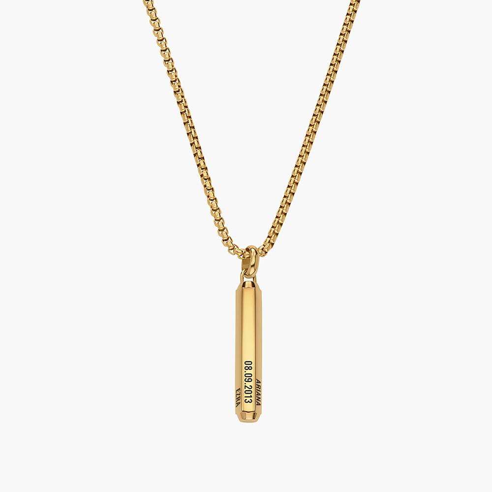 Gravierte 3D-Sechseck Halskette für Männer - Edelstahl mit Gold PVD Beschichtung-1 Produktfoto