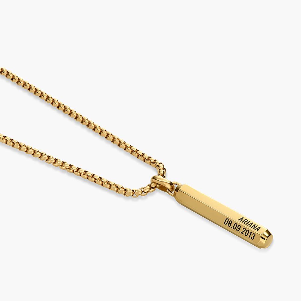 Gravierte 3D-Sechseck Halskette für Männer - Edelstahl mit Gold PVD Beschichtung-2 Produktfoto