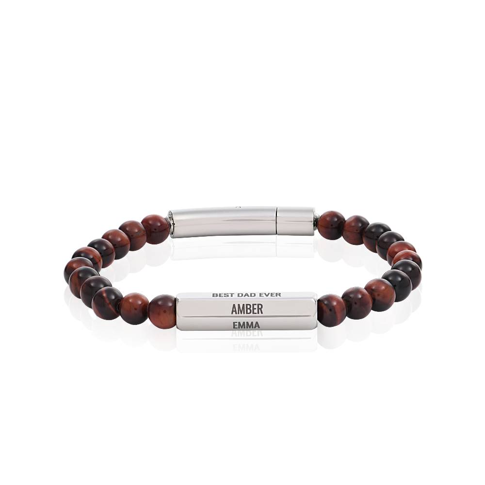 3D Sechseck-Barren & Tigerauge Perlenarmband für Männer-1 Produktfoto