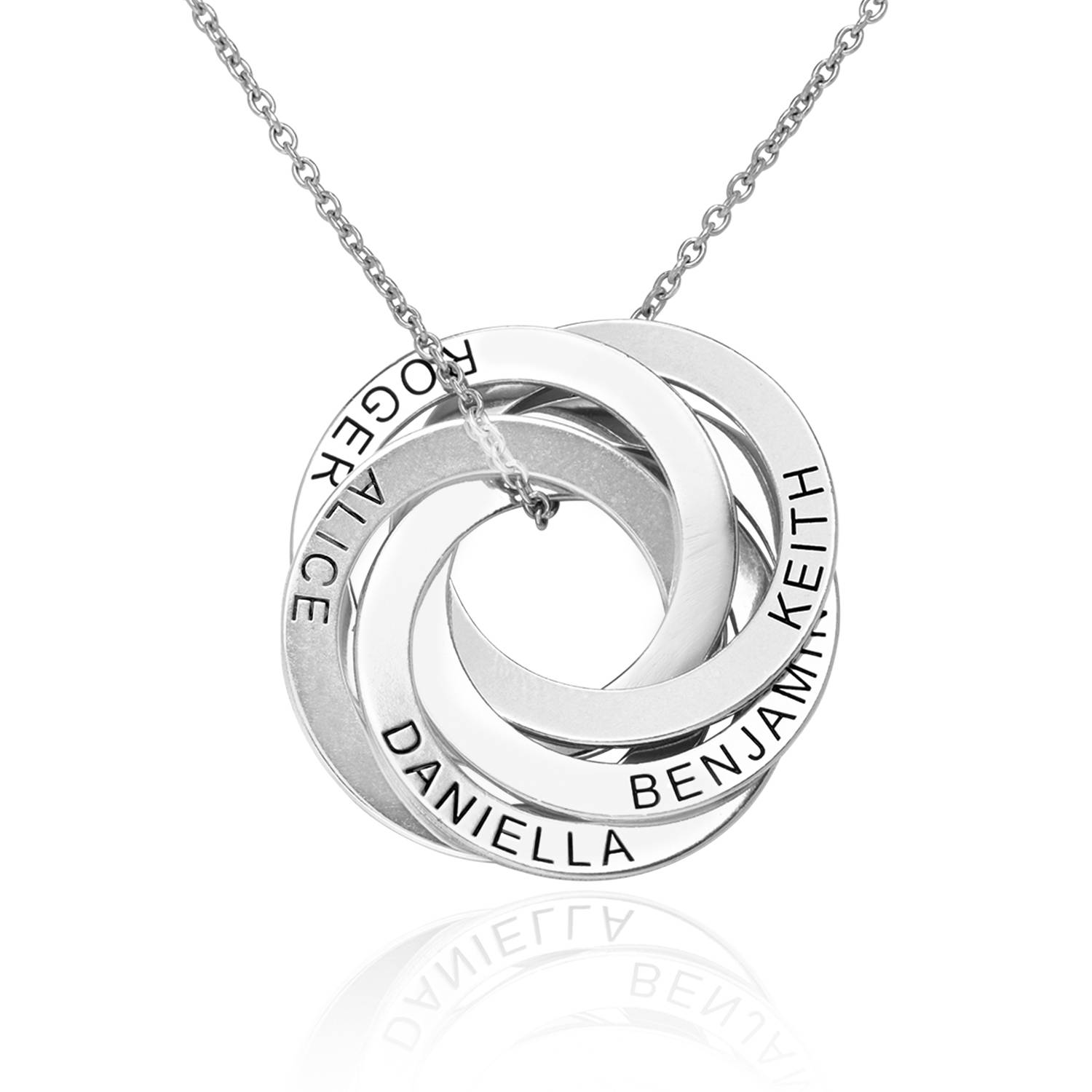 Russische Ring-Halskette mit 5 Ringen  - 925er Sterlingsilber-5 Produktfoto