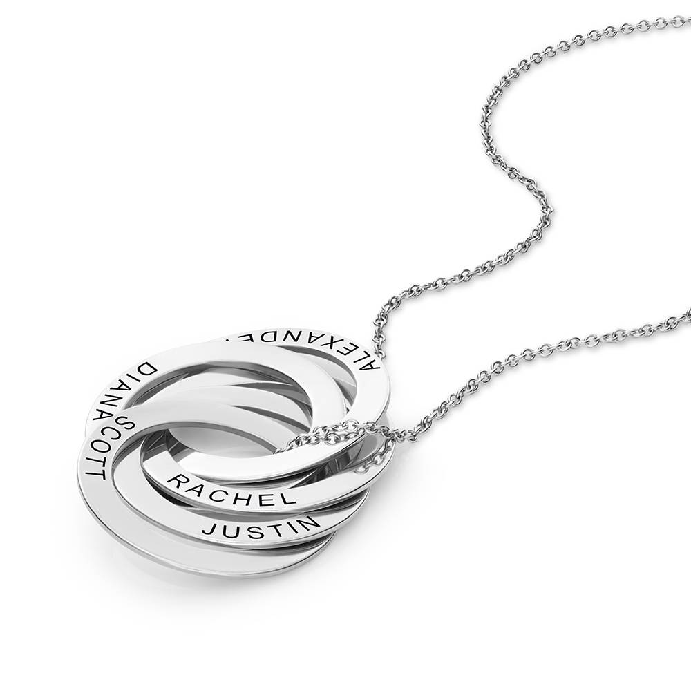 Russische Ring-Halskette mit 5 Ringen  - 925er Sterlingsilber-6 Produktfoto