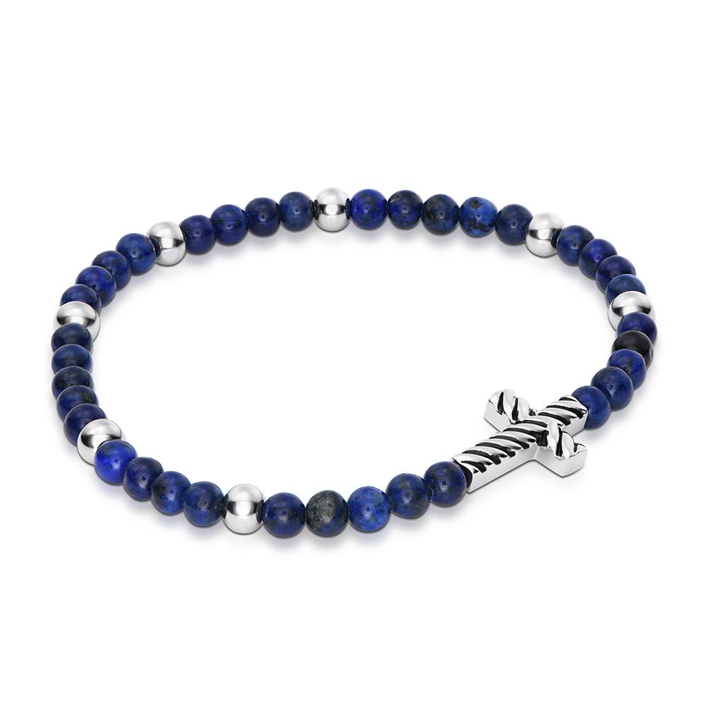 Adam Seilkreuz-Armband mit Halbedelstein-Perlen für Männer-4 Produktfoto
