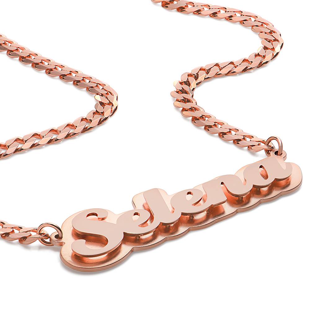 Alexis 3D-Effekt doppelt plattierte Namenskette - rosévergoldetes Sterlingsilber-3 Alexis 3D-Effekt doppelt plattierte Namenskette - rosévergoldetes Sterlingsilber-3 Produktfoto