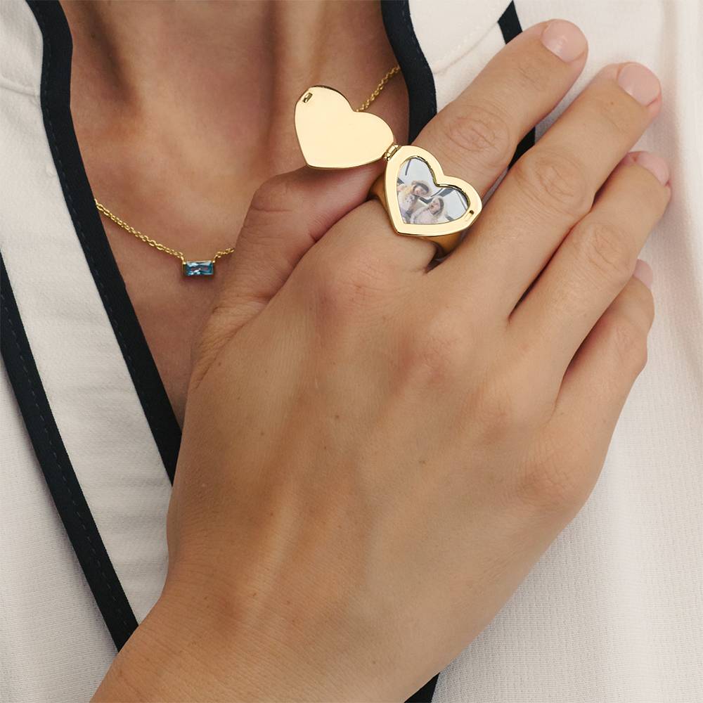Foto-Monogramm-Ring Für immer in meinem Herzen - Vergoldet-1 Produktfoto