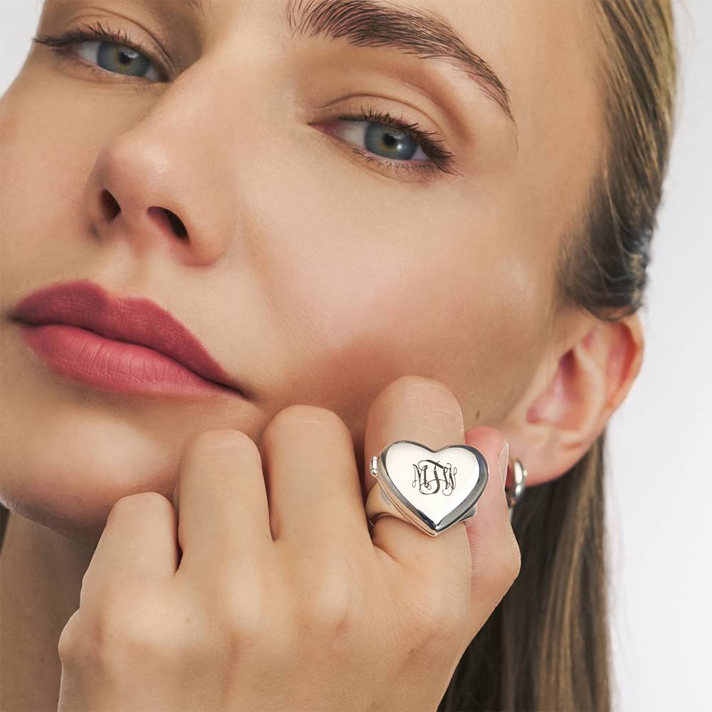 Foto-Monogramm-Ring Für immer in meinem Herzen - Silber-2 Produktfoto