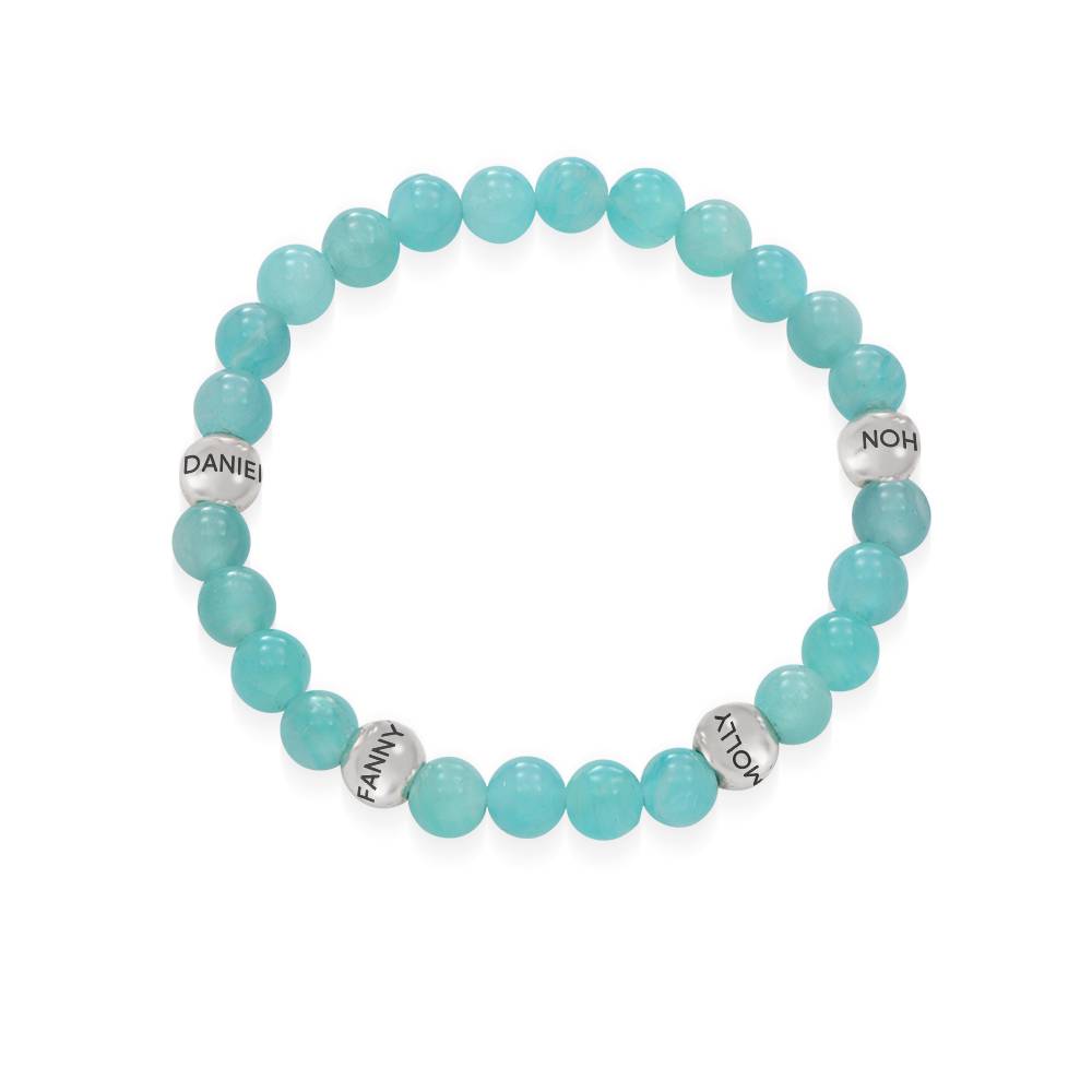 Amazonit Balance Perlenarmband mit gravierten silbernen Beads-2 Amazonit Balance Perlenarmband mit gravierten silbernen Beads-2 Produktfoto