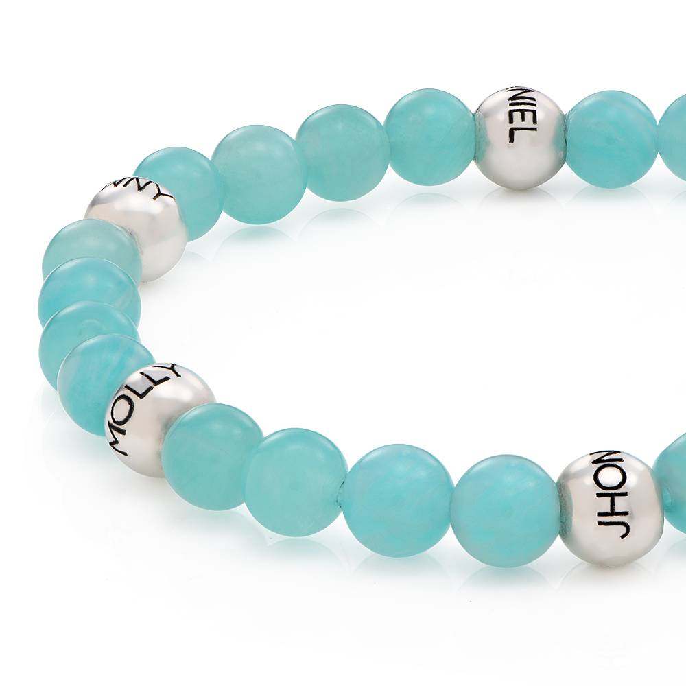 Amazonit Balance Perlenarmband mit gravierten silbernen Beads-3 Amazonit Balance Perlenarmband mit gravierten silbernen Beads-3 Produktfoto