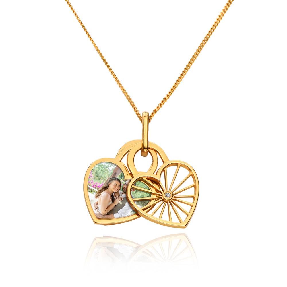 Amorette Foto-Anhänger Halskette mit Diamanten - Gold-Vermeil-1 Amorette Foto-Anhänger Halskette mit Diamanten - Gold-Vermeil-1 Produktfoto