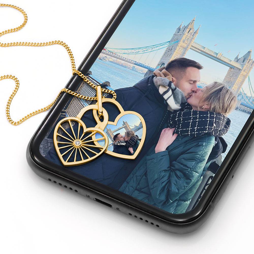 Amorette Foto-Anhänger Halskette mit Diamanten - Gold-Vermeil-5 Amorette Foto-Anhänger Halskette mit Diamanten - Gold-Vermeil-5 Produktfoto