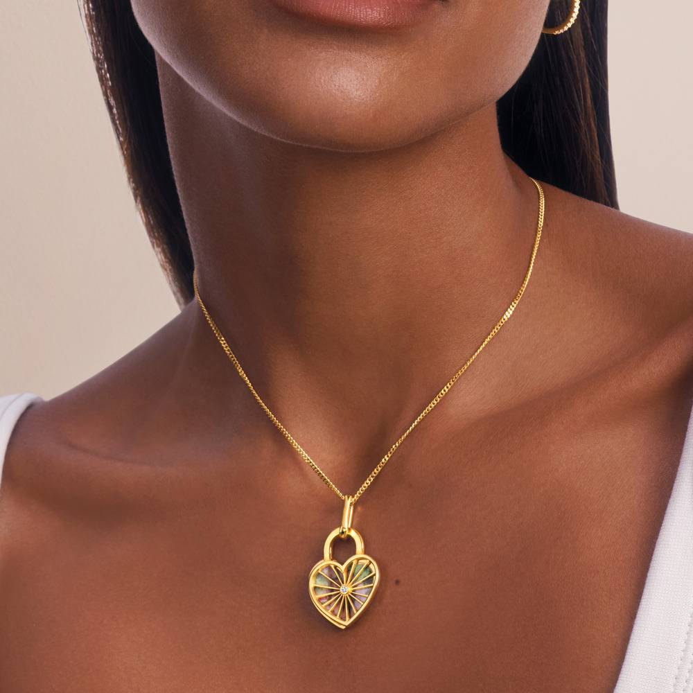 Amorette Foto-Anhänger Halskette mit Diamanten - Gold-Vermeil-4 Amorette Foto-Anhänger Halskette mit Diamanten - Gold-Vermeil-4 Produktfoto
