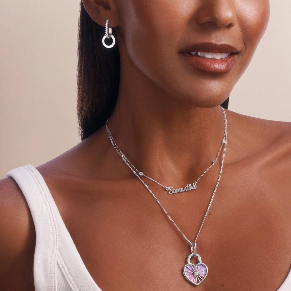 Amorette Foto-Anhänger Halskette mit Diamanten - 925er Sterlingsilber-5 Amorette Foto-Anhänger Halskette mit Diamanten - 925er Sterlingsilber-5 Produktfoto