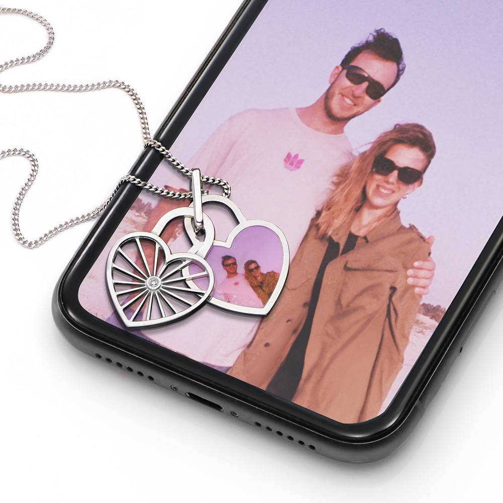 Amorette Foto-Anhänger Halskette mit Diamanten - 925er Sterlingsilber-3 Amorette Foto-Anhänger Halskette mit Diamanten - 925er Sterlingsilber-3 Produktfoto