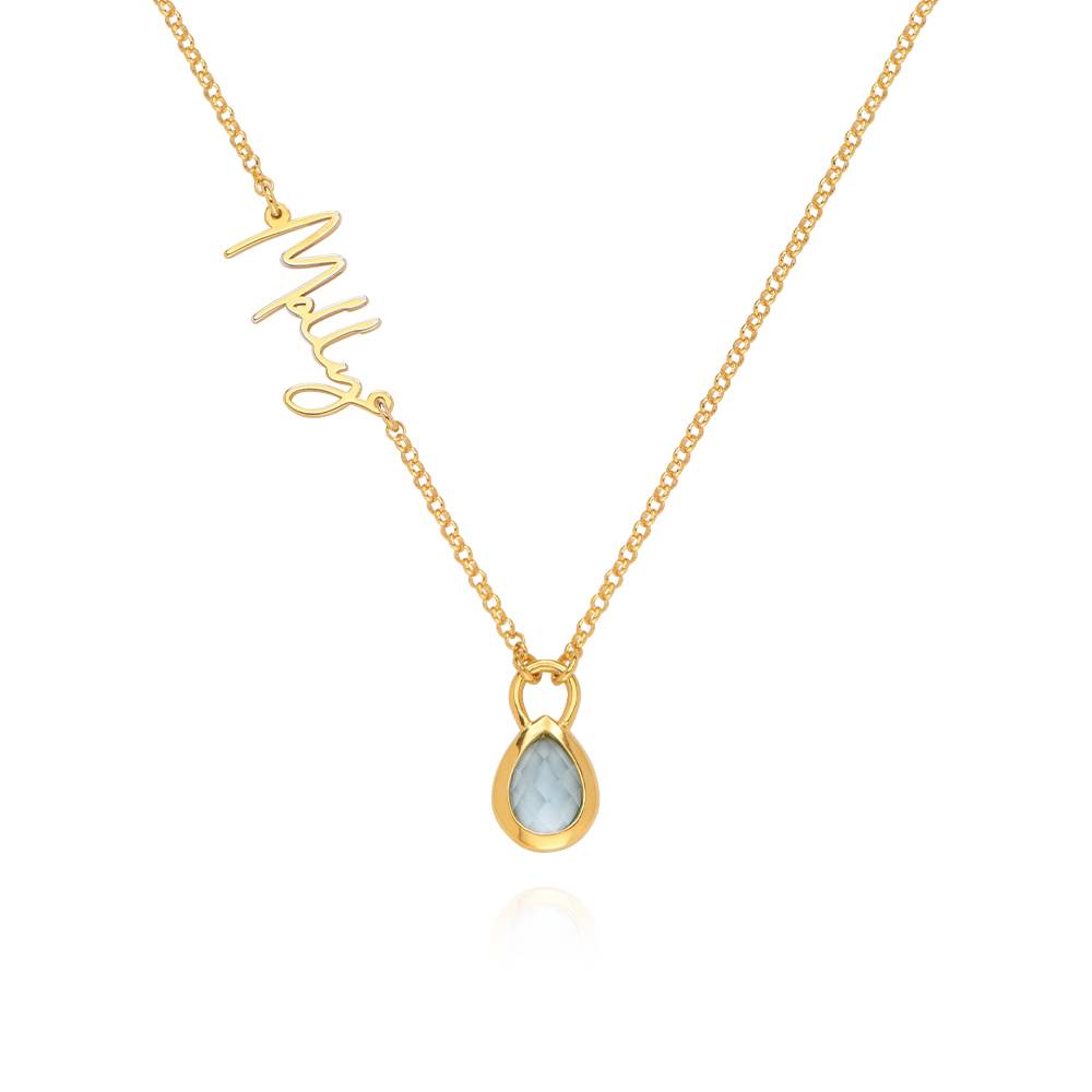 Annie Namenskette mit Edelstein-Tropfen - vergoldetes Sterlingsilber-3 Annie Namenskette mit Edelstein-Tropfen - vergoldetes Sterlingsilber-3 Produktfoto