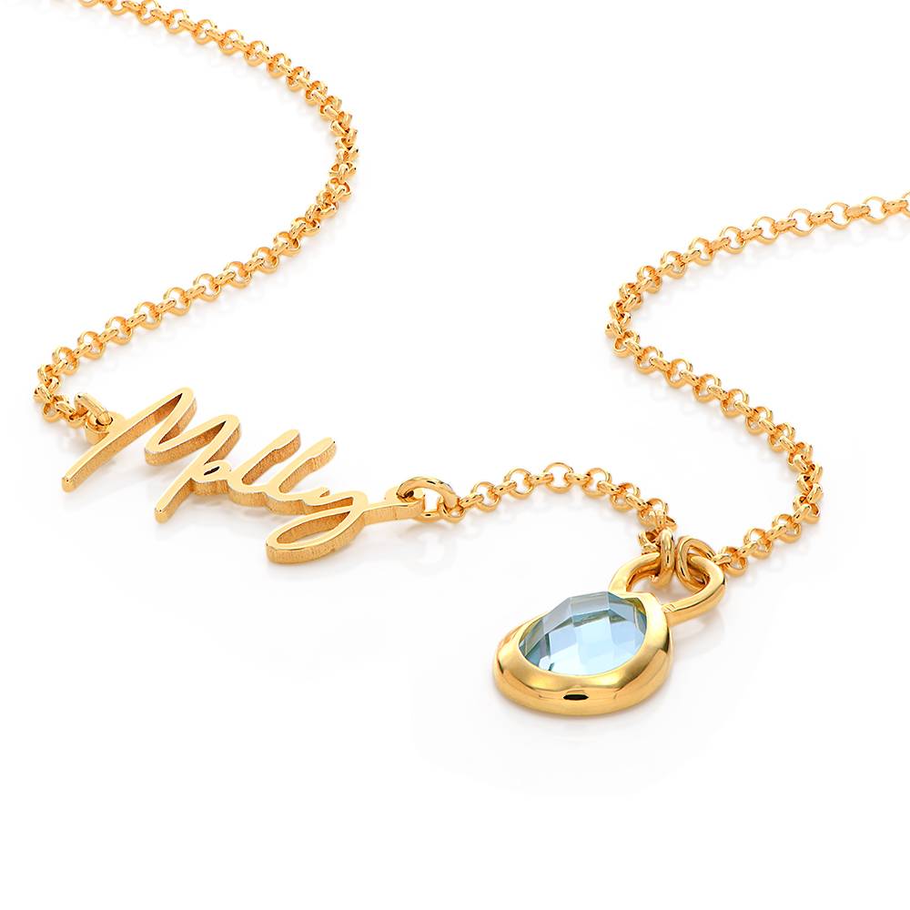 Annie Namenskette mit Edelstein-Tropfen - vergoldetes Sterlingsilber-1 Annie Namenskette mit Edelstein-Tropfen - vergoldetes Sterlingsilber-1 Produktfoto